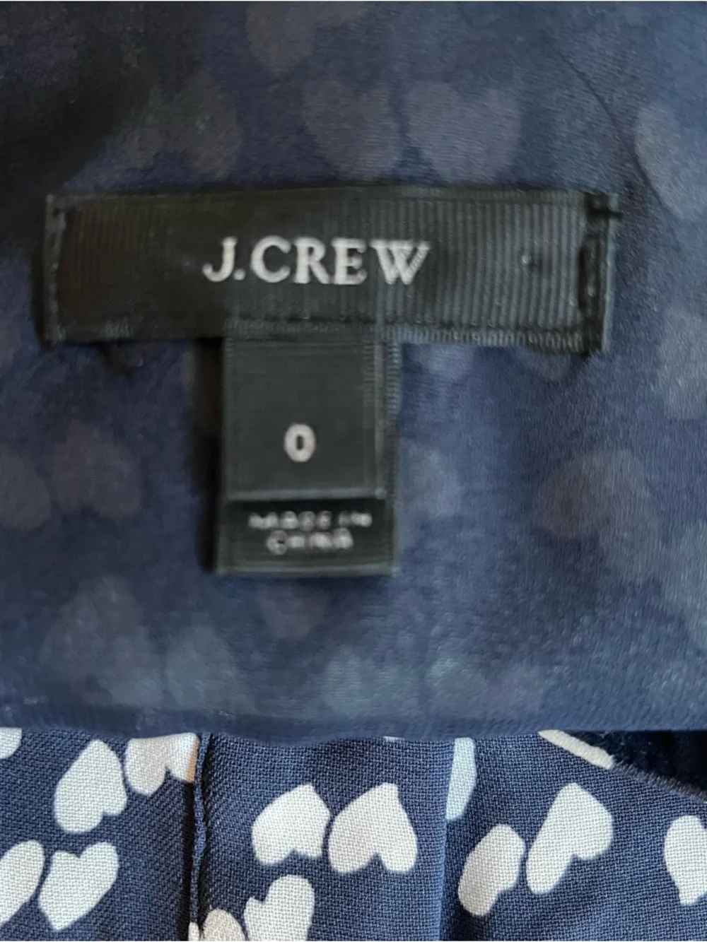 J Crew Navy Heart Print Sz O Sleeveless Half Placket Chiffon Mini Dress Preppy